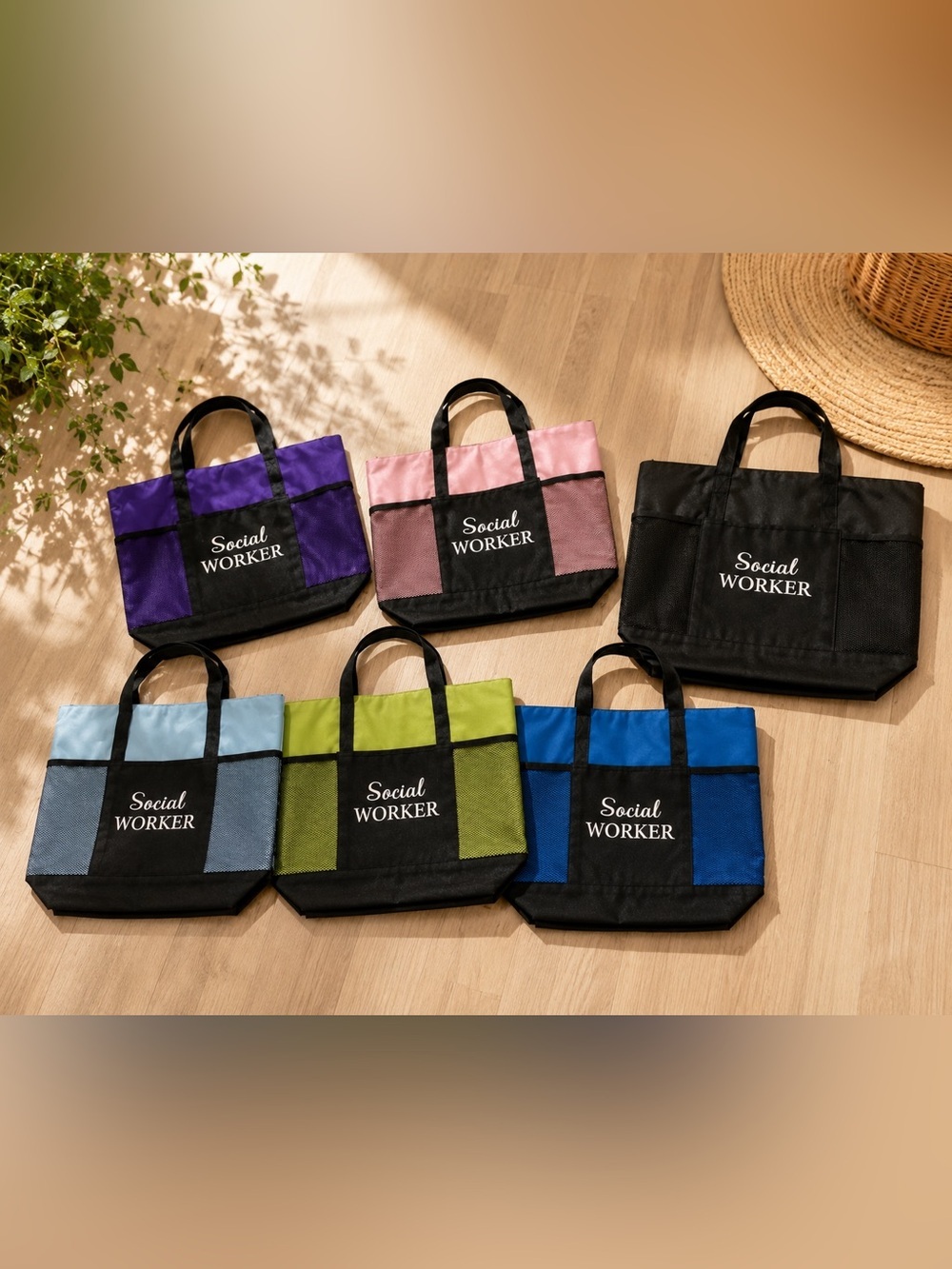 Social Worker Canvas Tote Bag - Pink Accent 6 bags
